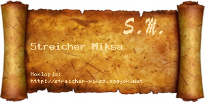 Streicher Miksa névjegykártya